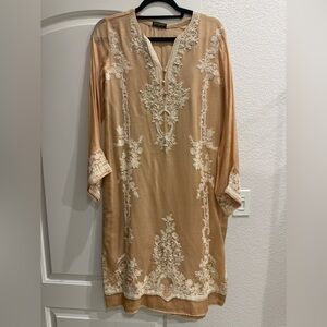 Pakistani designer Agha Noor nude beige semi formal kurta
